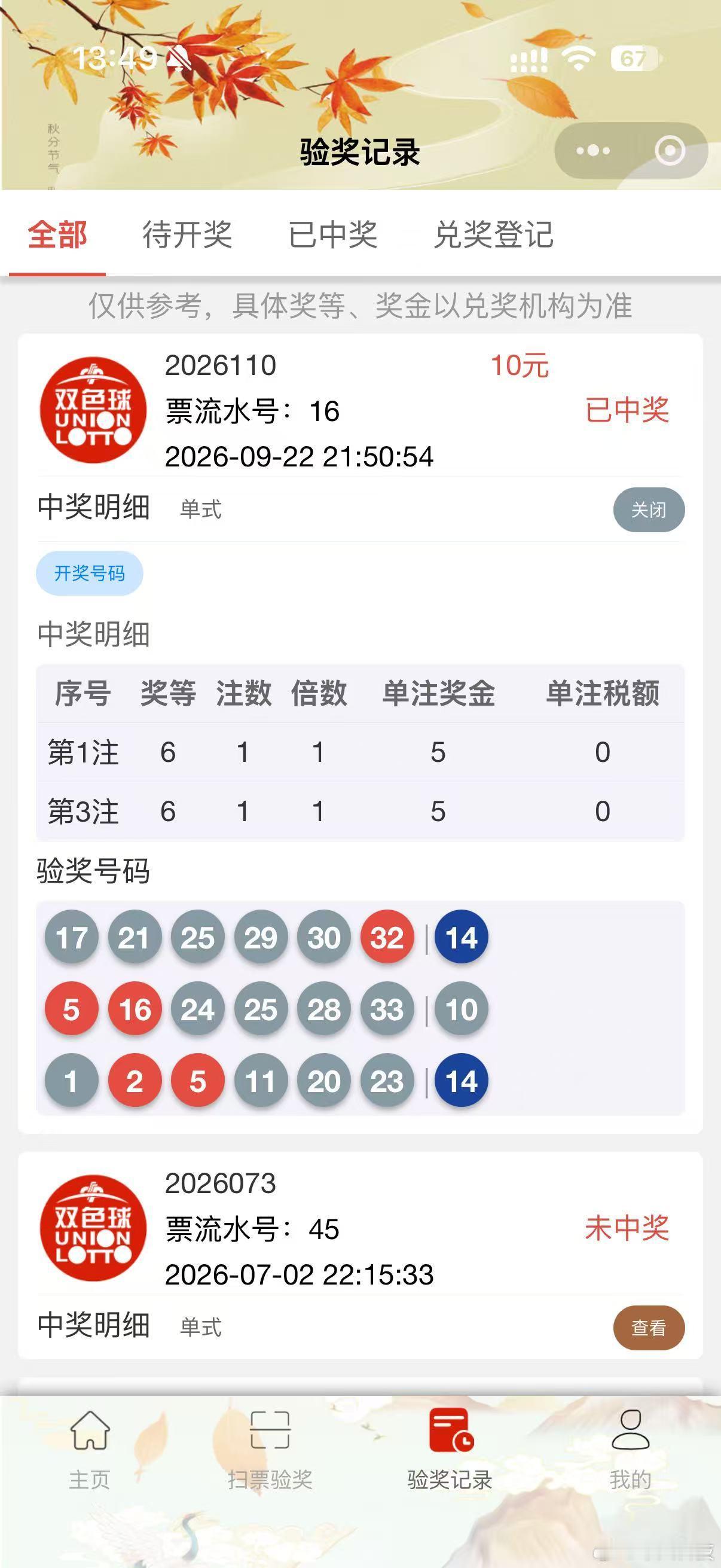 希望都是自己给的，感谢农行每月送的彩票，坚持了一年中奖了​​​