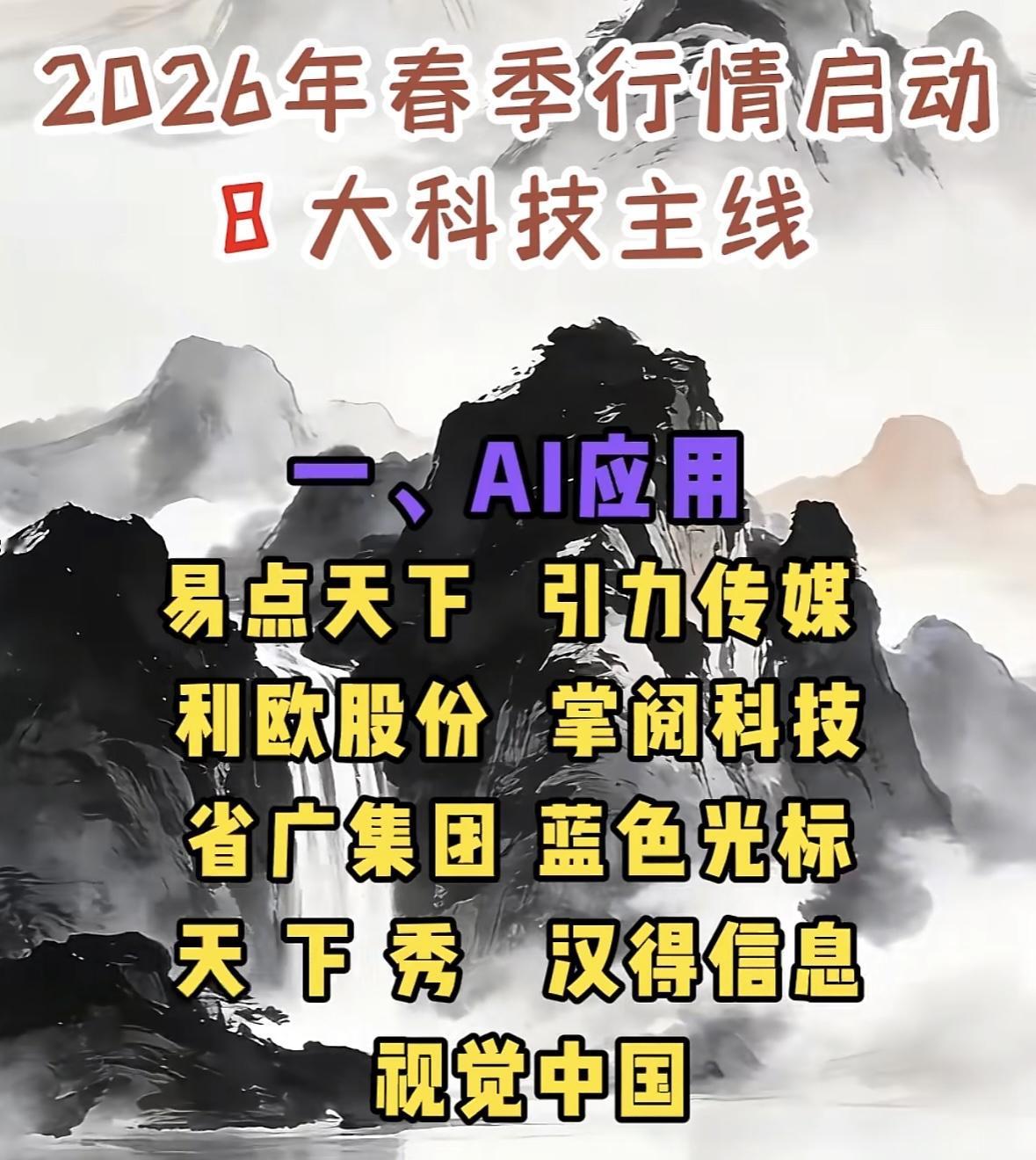 2026年1月启动春季行情科技大事件揭秘：八大科技主线"春季科技主线聚焦AI