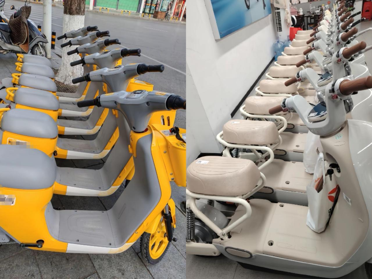 新国标电动车的车型我说怎么越看越眼熟原来这里有相似的啊，某团的共享小电驴，不