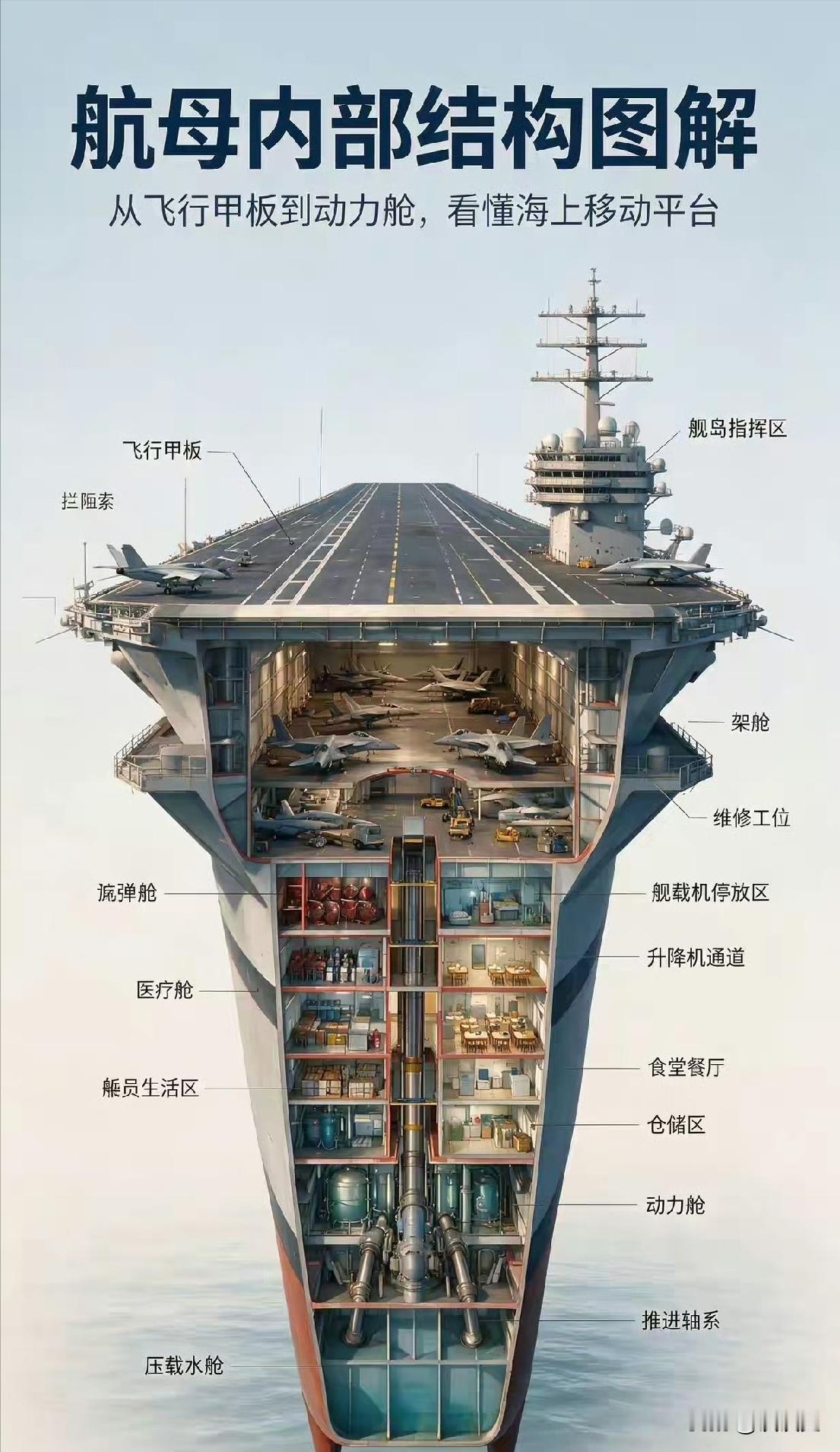 你以为造航母最难的是特种钢？是电磁弹射？都错了。把一张航母剖面图摊开在桌上，从底