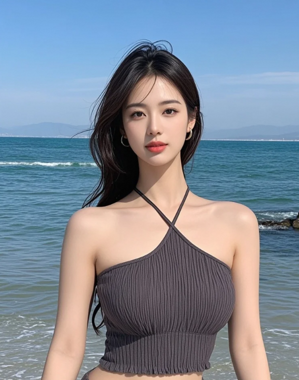 踏浪而行时，她与海天共舞的自由剪影