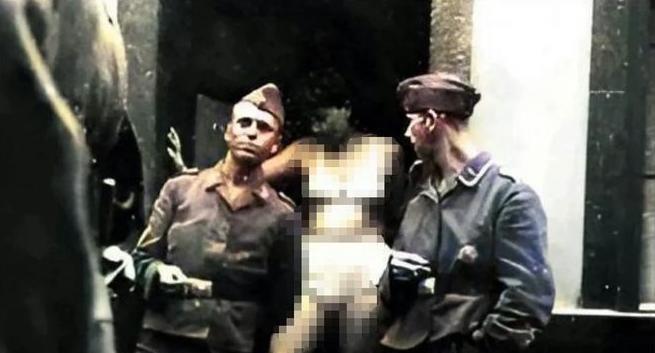 1940年，德国军人把一名波兰女子送到慰安所，然后把她的双腿劈开，捆绑在凳子上，