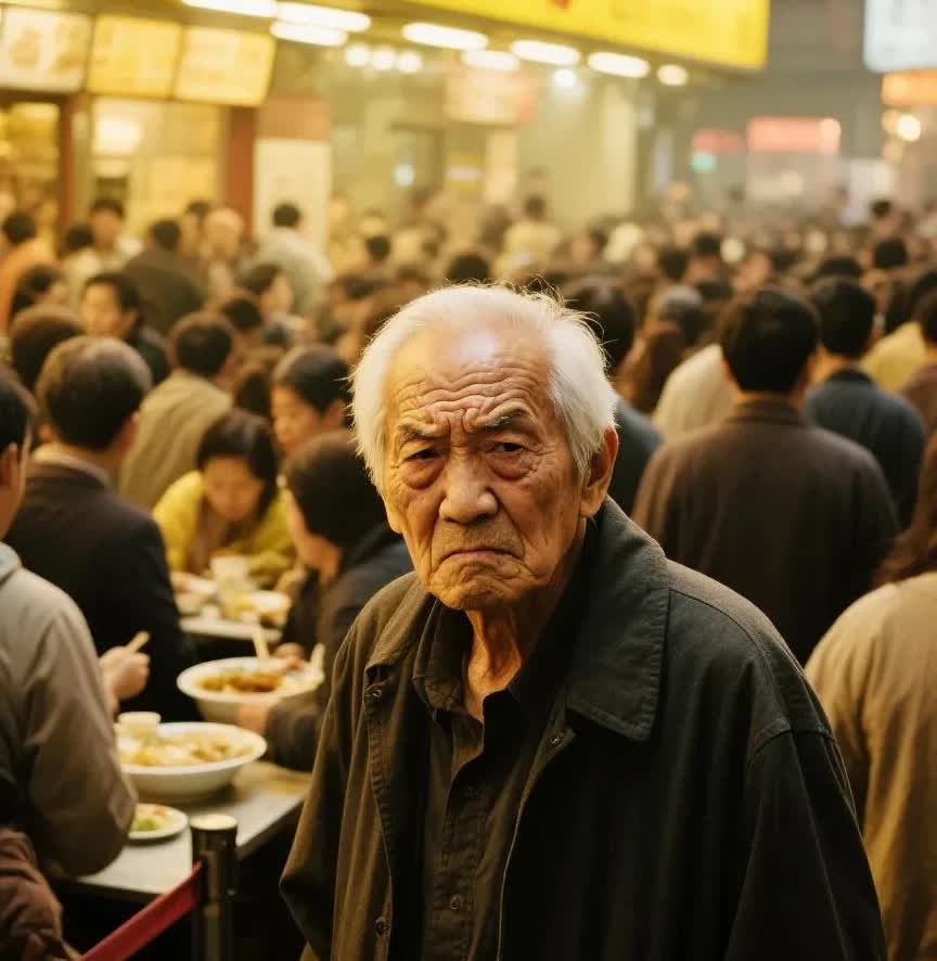 今天排队打饭，排在我前面的一位50多岁的妹妹，看到新端上来一个菜，就