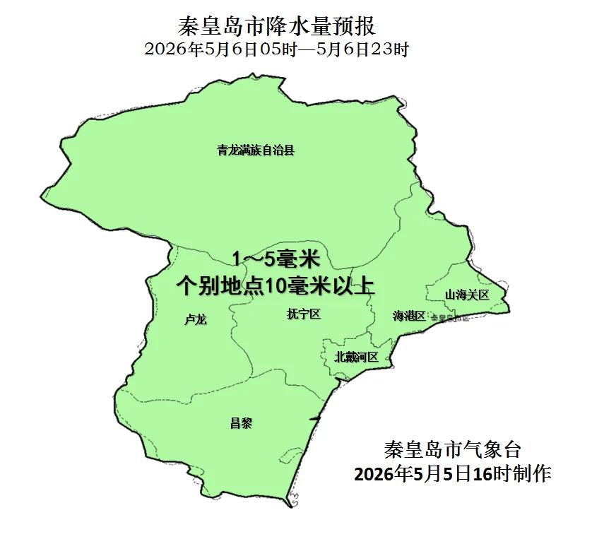 刚刚！秦皇岛发布灾害预警提醒→秦皇岛市气象台2026年5月5日16时发布灾害预