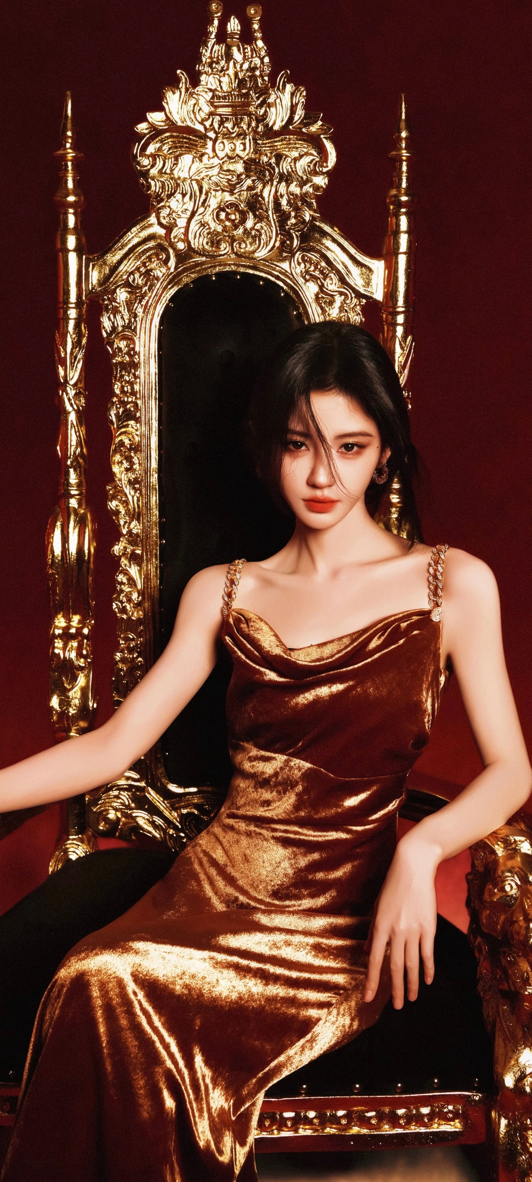 鞠婧祎鎏金玫瑰长裙鞠婧祎元宵节营业照正月十五天官赐福💰