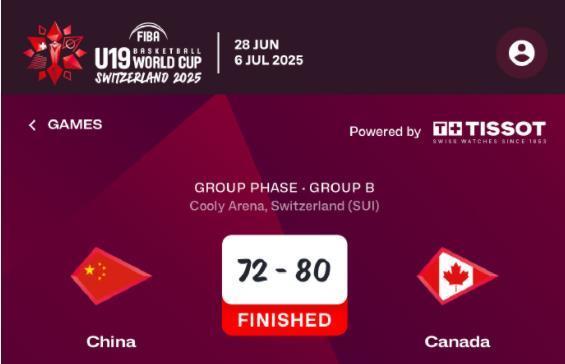 U19中国男篮第一场比赛72：80输给了实力相对较弱的加拿大队，中国队本场比赛三
