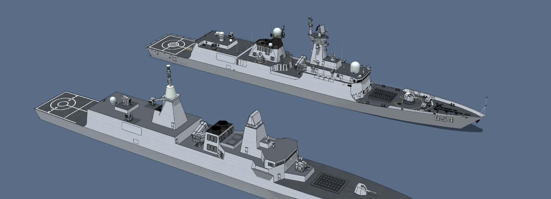 054b护卫舰将在5月开建满排超五千吨全电推进双面旋转小盾