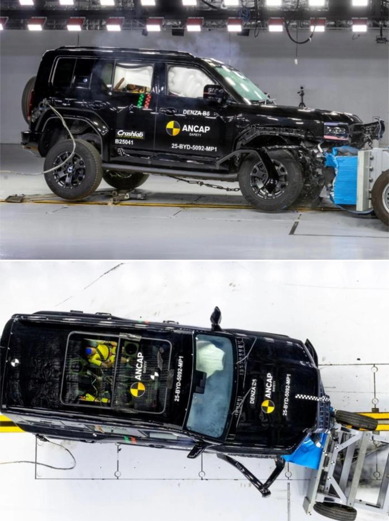 方程豹豹5评澳洲五星安全级被扣分?原来是撞飞了测试车方程豹豹5（海外名腾势B