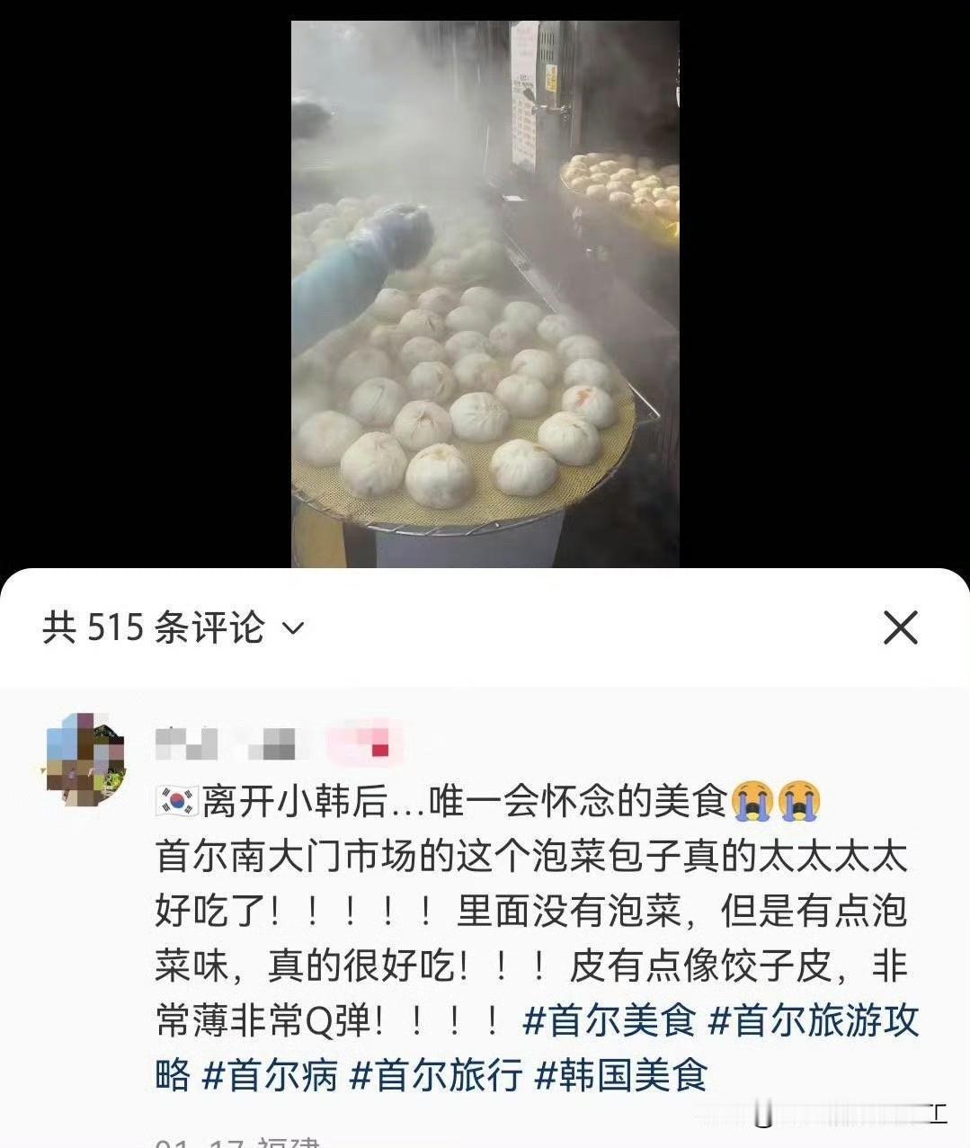 网友离开韩国后，怀念韩国的泡菜包子！