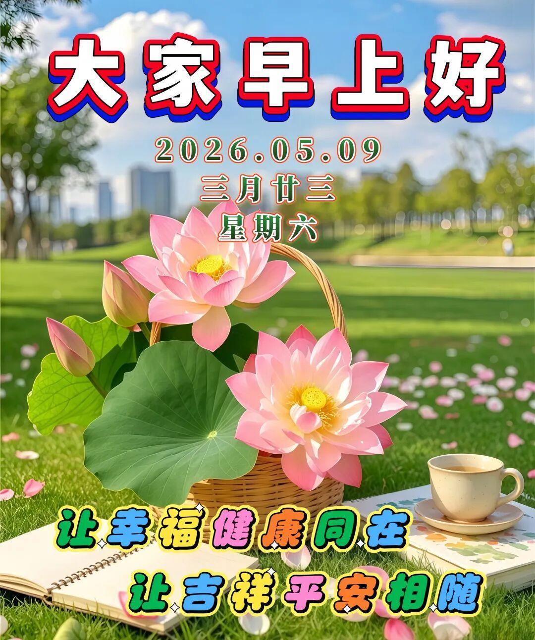 🌅今天是5月9日，🍃健康天天在，🌈幸福天天来，🌷时时都快乐，🌞问候充满