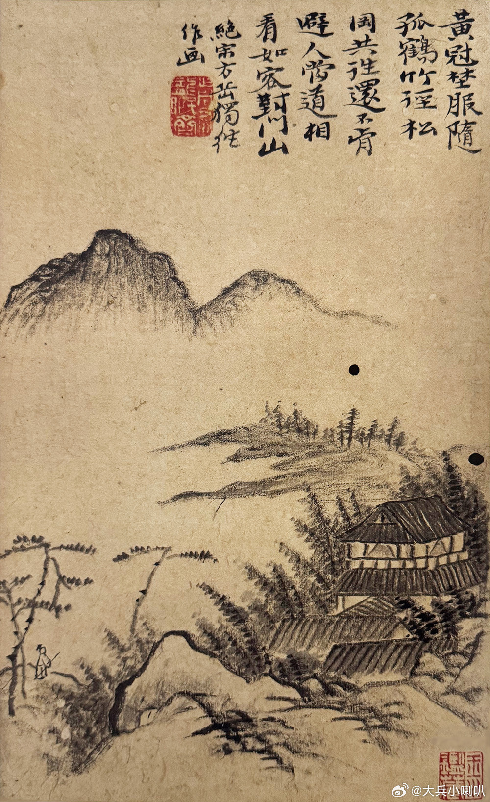国史古风【中华名画欣赏《竹径松岗图》（石涛）】石涛山水小品《竹