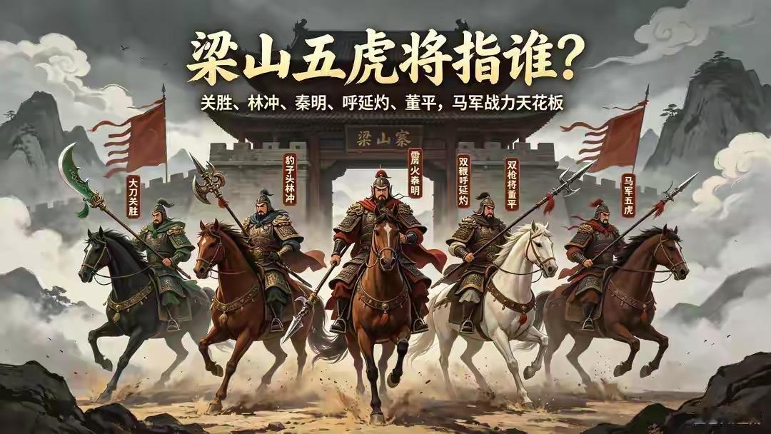 梁山马军五虎将，分别是大刀关胜、豹子头林冲、霹雳火秦明、双鞭呼延灼、双枪将董平，