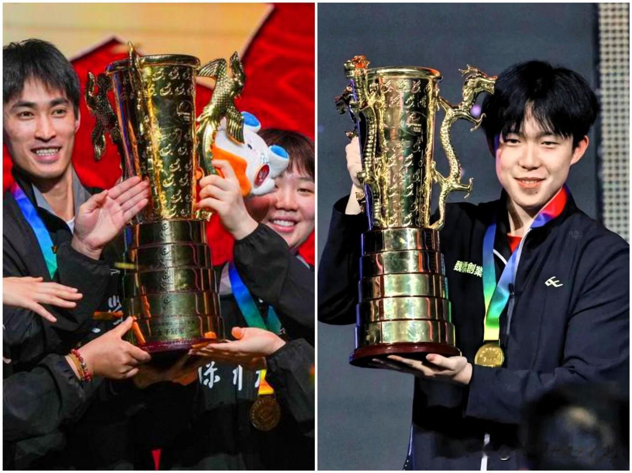 孙颖莎缺席，深大捧"凤杯"。王楚钦压阵，魏桥举"龙杯"。日本姑娘平野美宇蹭1