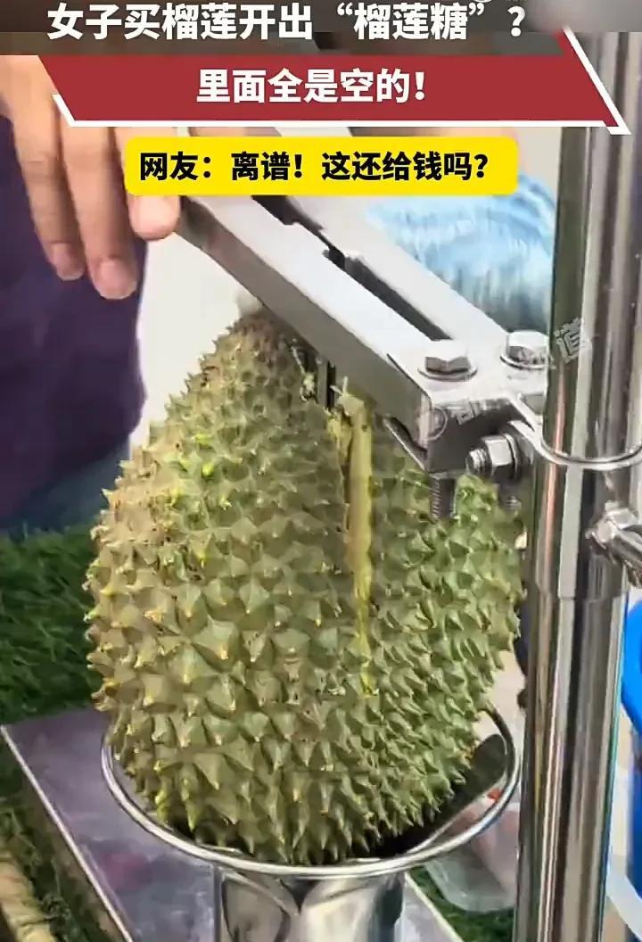 太离谱了，第一次见这样的榴莲！5月1日，上海一名女子发视频称，自己去买榴莲时，特