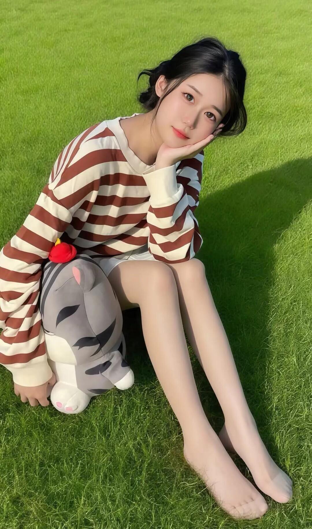 阳光下的少女与萌宠，甜美与可爱并存！🌞🐾💕