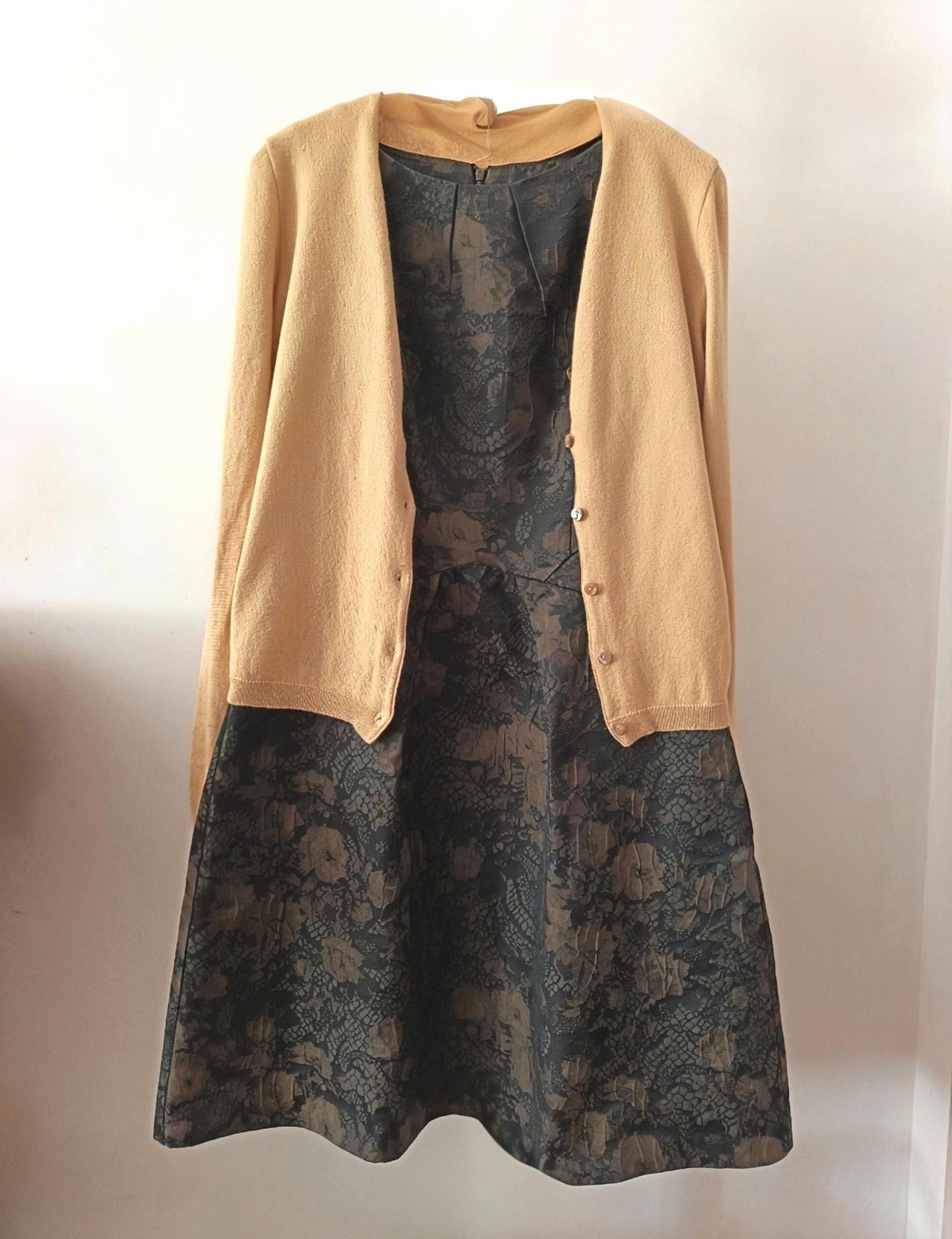60岁参加婚礼，翻出女儿送的连衣裙，搭墨绿还是姜黄有点拿不准过几天要去参加亲