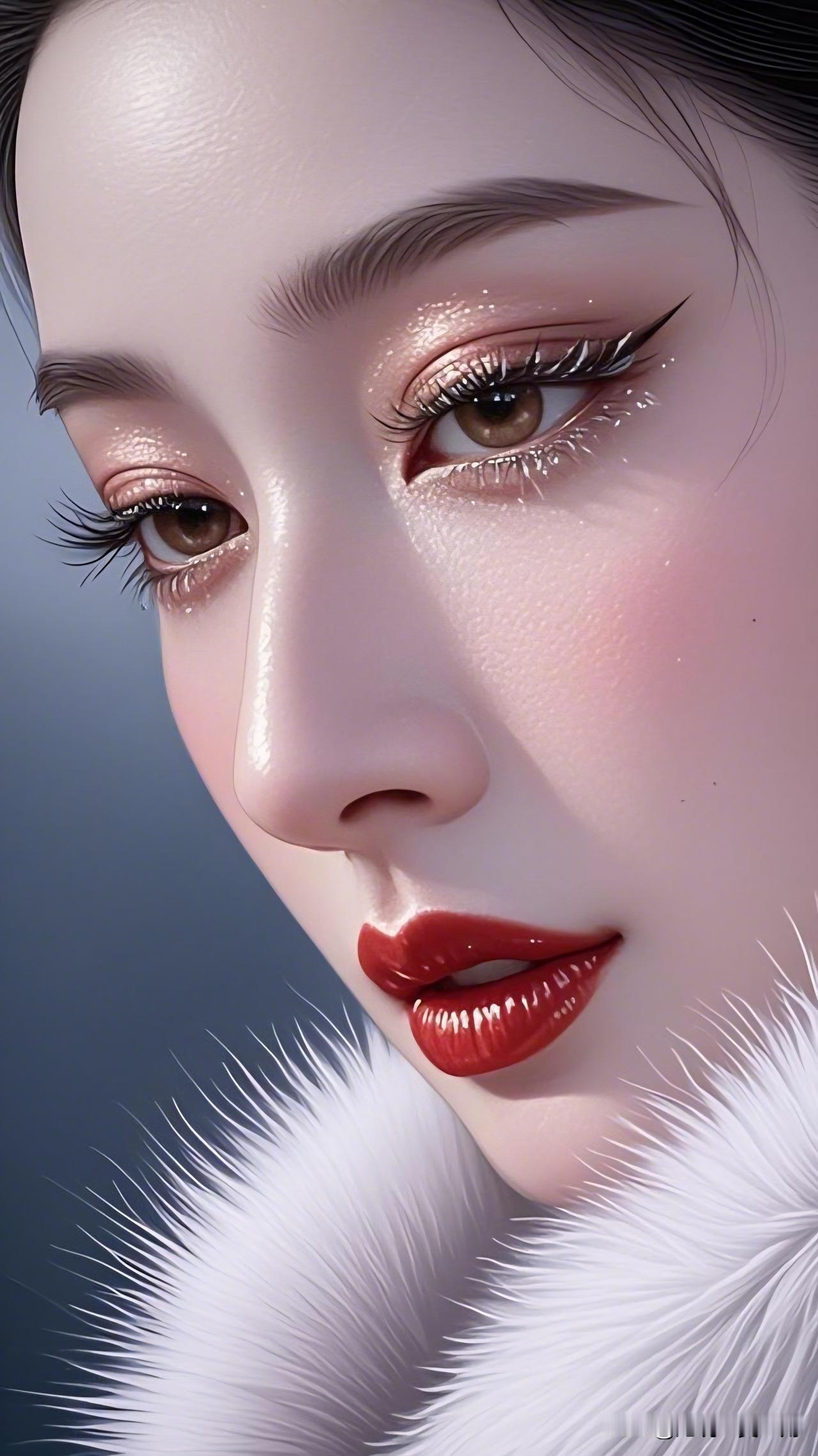 红唇轻启，似有千言。美少女美景分享精致妆容，红唇诱惑，冬日里的时尚女王💄🌨