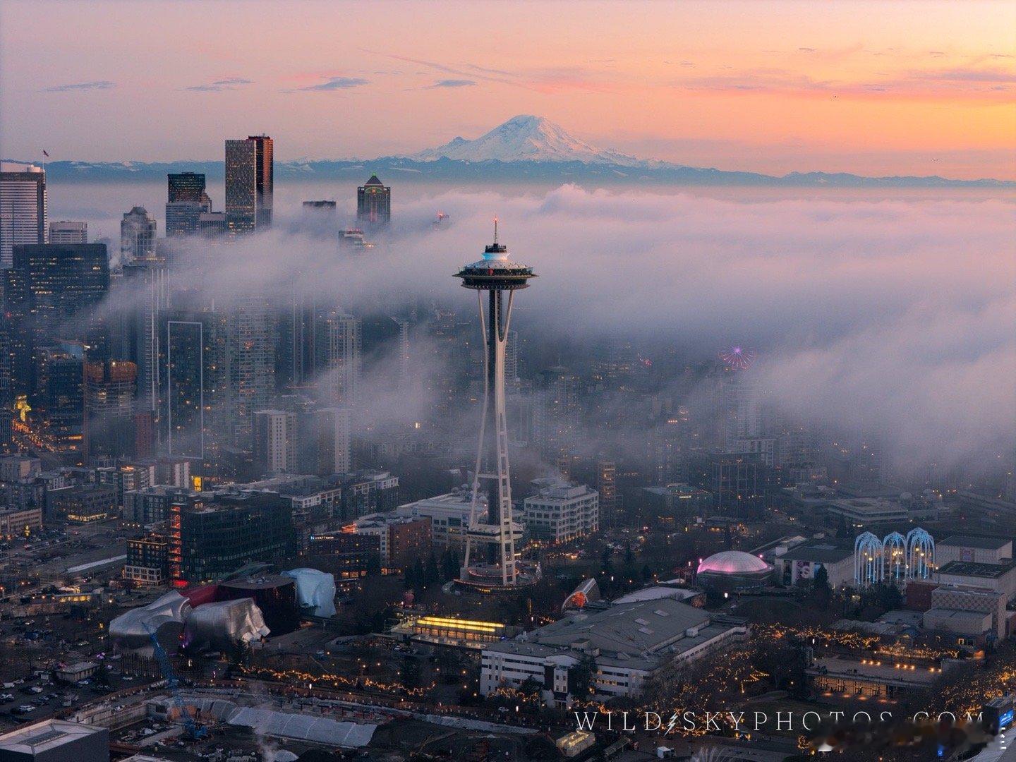 2025最后一天，西雅图雾气缭绕没有拍到好照片，借专业摄影(WildSkyP