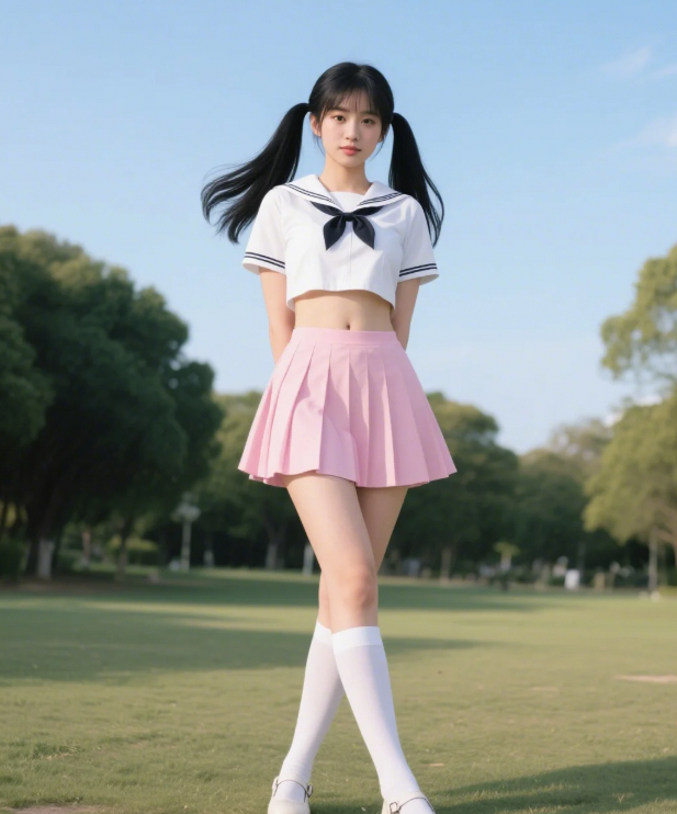 绝美水手服佳人，S曲线让人移不开眼