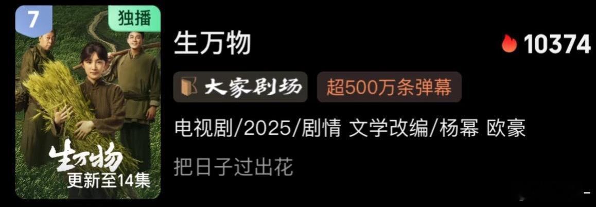 来压一下《生万物》最终热度，盲猜10500左右​​​