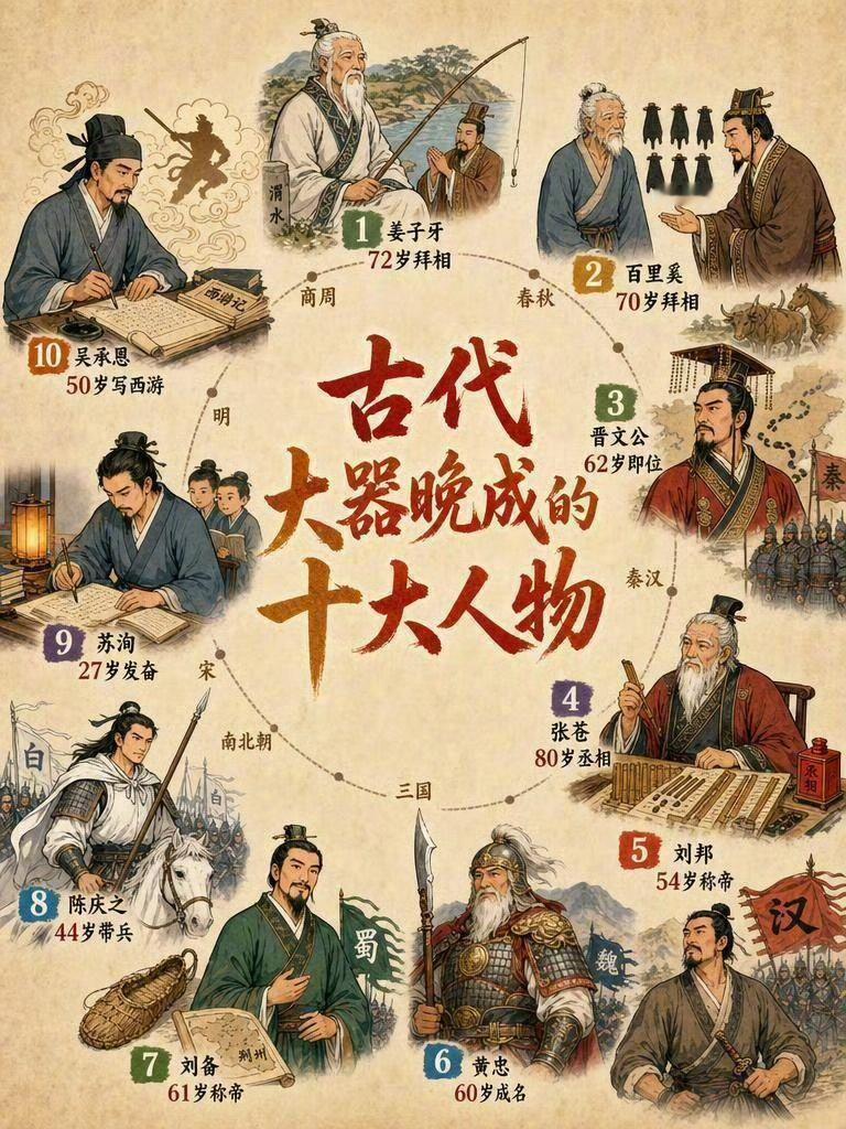 古代十位大器晚成的牛人：半生沉寂，晚年封神，人生从来不怕起步晚很多人焦虑自