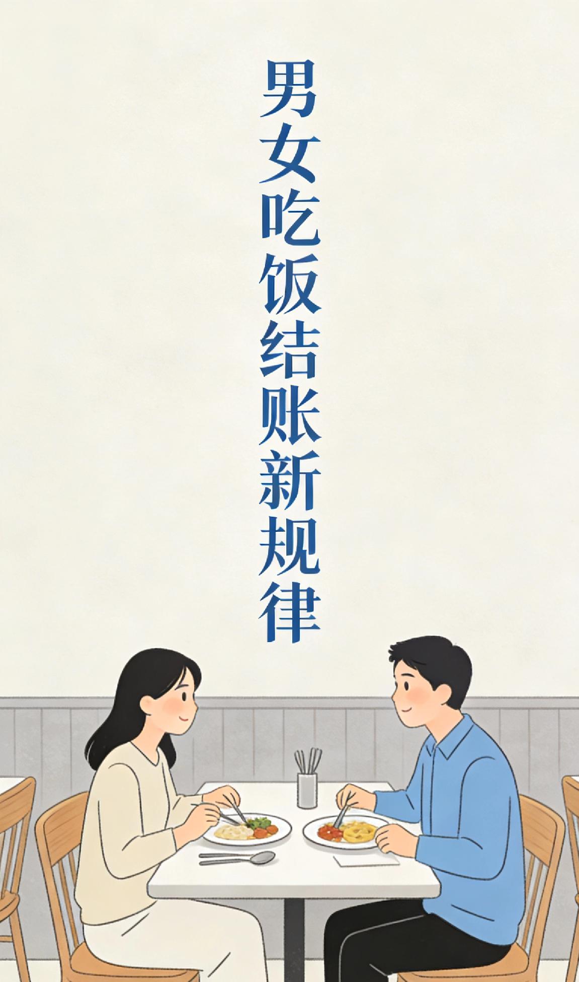 男女吃饭结账新规律1、男主动买单，女坦然接受，多半是热恋期。2、男抢着买