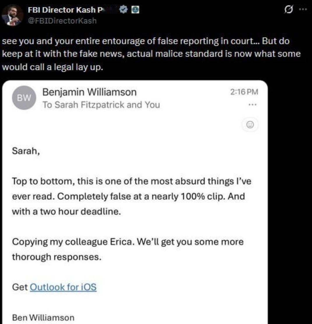 《大西洋月刊》的文章称，帕特尔经常旷工、酗酒，并公车私用。最近美国政坛彻底炸