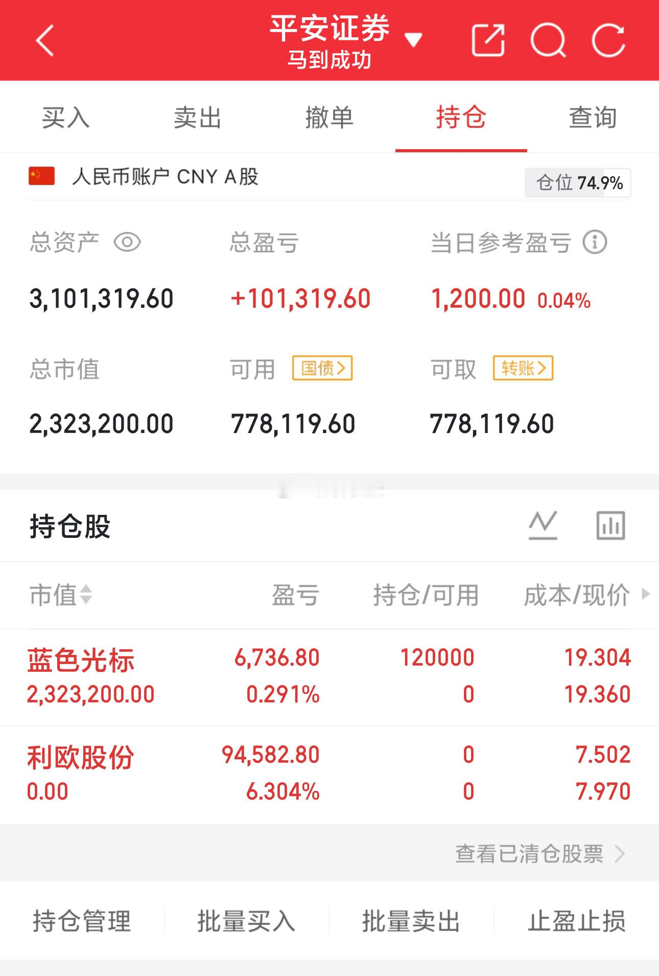 卖了利欧股份！买进了蓝色光标坐等吃肉