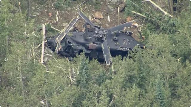 美国陆军第160特种作战航空团在西部的科罗拉多州丹佛附近山林里摔了一架MH-60