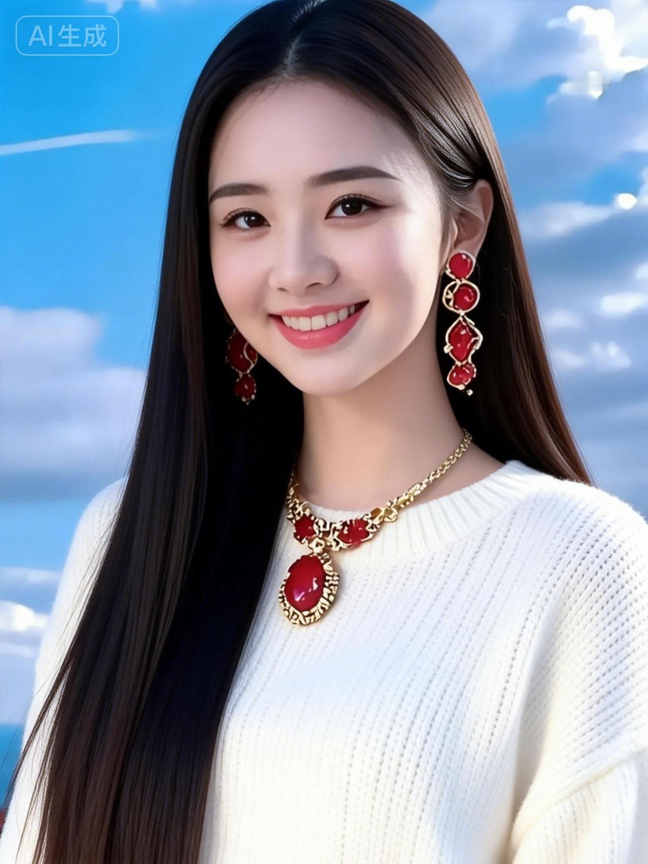 玉佩红妆映碧空。