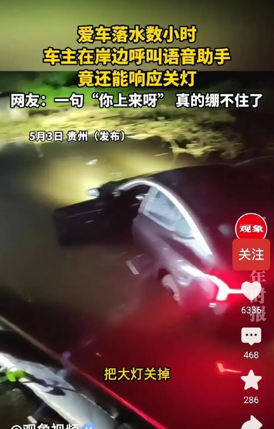 爱车落水后，车主对着河里喊“哪吒”，结局又好笑又心酸。