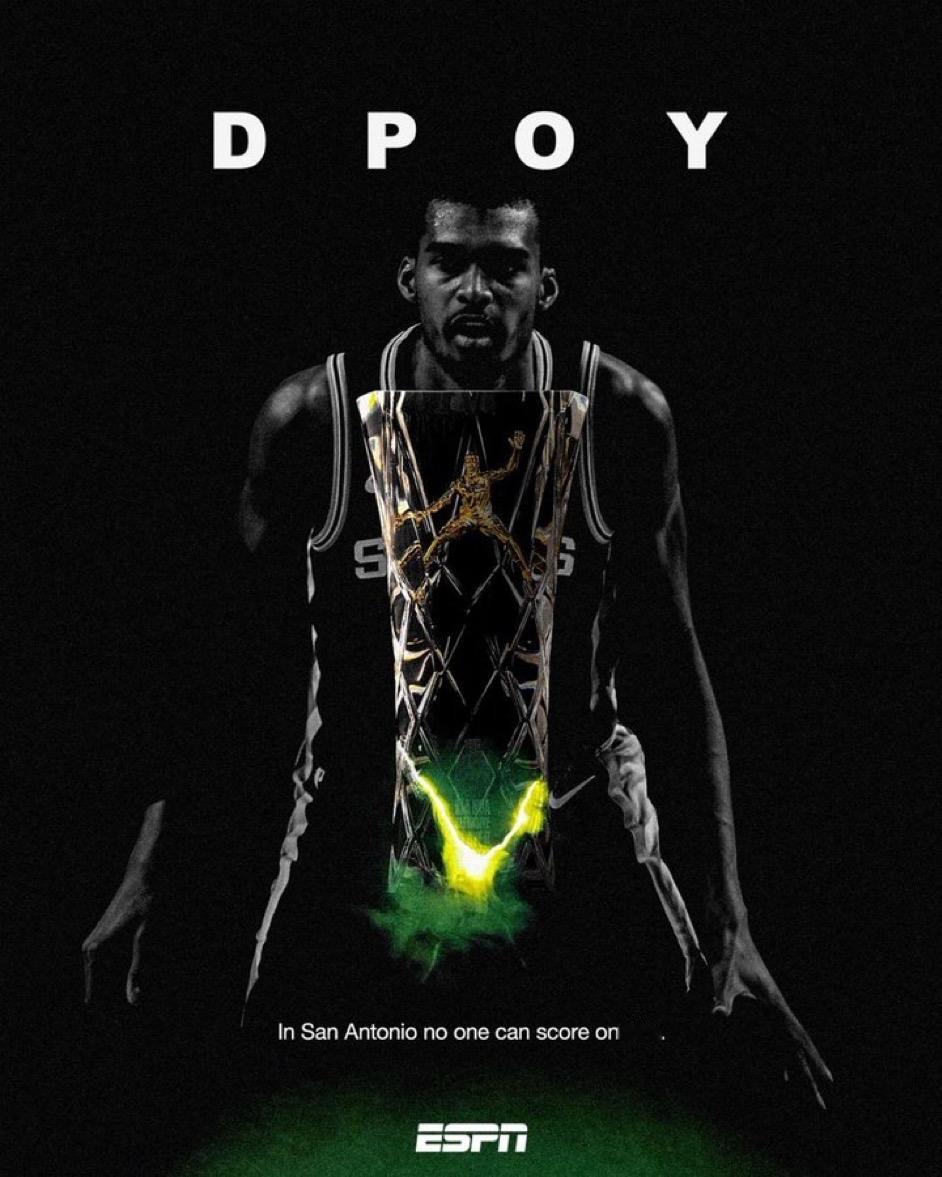 未来已来！文班亚马荣誉本赛季最佳防守球员！22岁107天，文班成NBA最年轻的