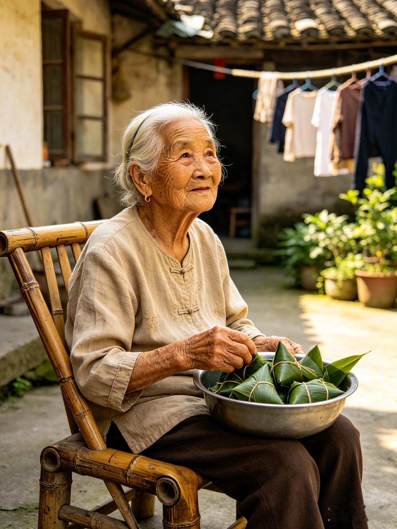 母亲｜90多岁的她，端午包了粽子，坐在那把吱吱响的竹椅上等了一整天端午前一天