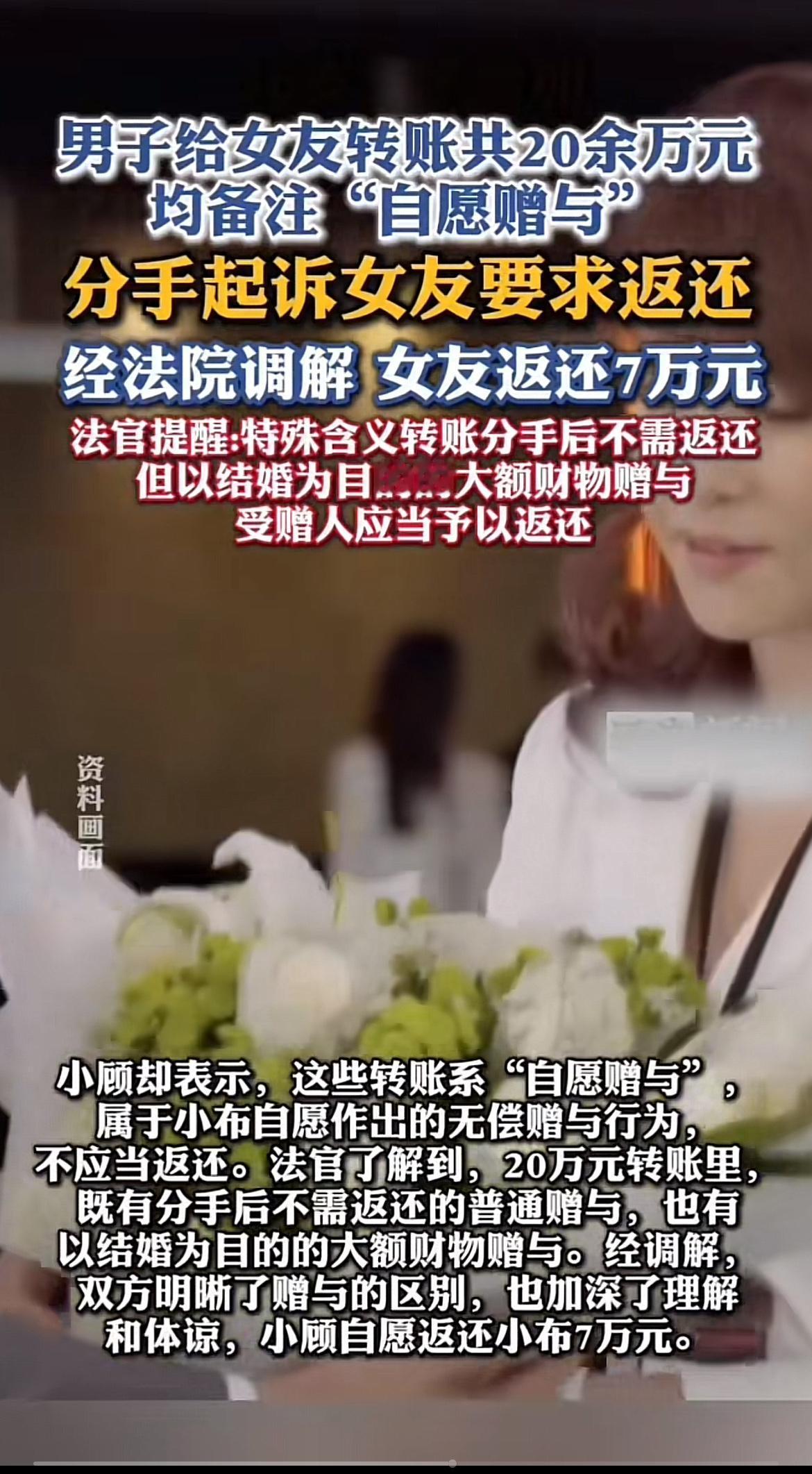 恋爱期间的金钱往来，分手后到底该不该还？厦门一男子给女友转账20万，女友提分手后
