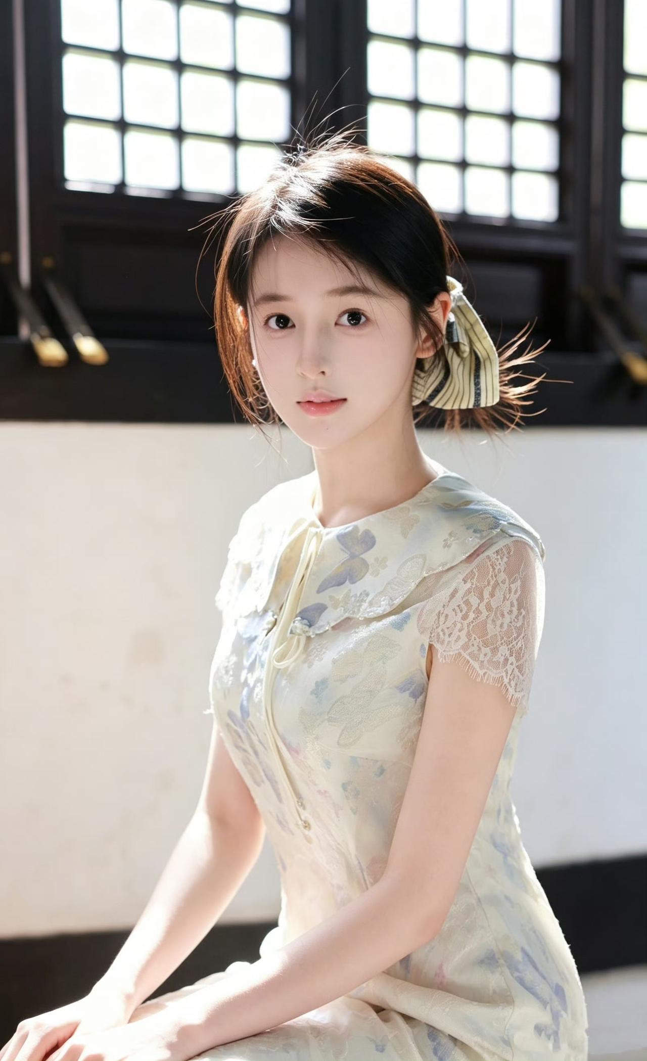 改良旗袍+园林场景，把“新中式”和“少女感”结合，既保留东方韵味，又更符合年轻审