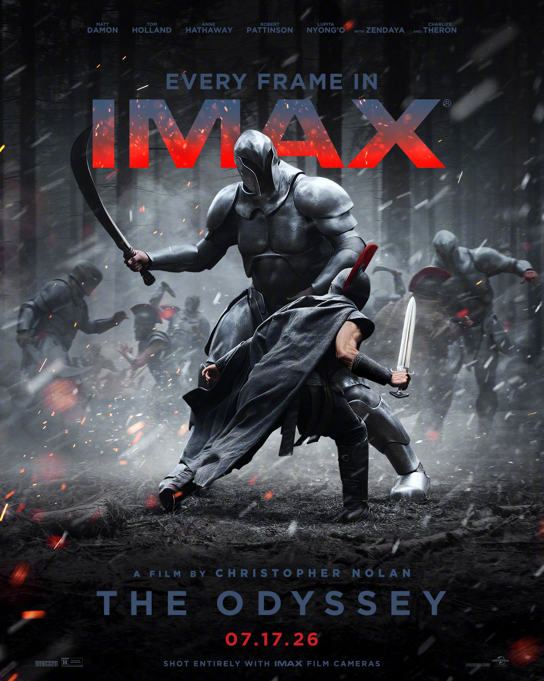 诺兰暑期史诗大作《奥德赛》发IMAX海报，影史首部全片均采用IMAX胶片拍摄的电