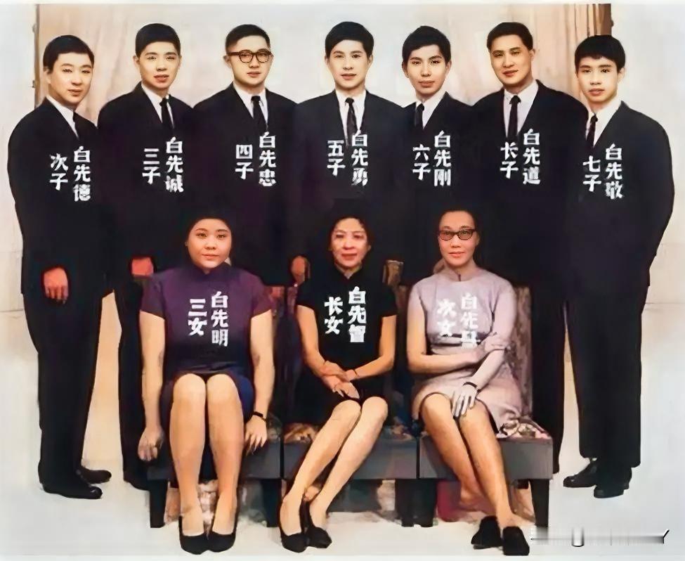 这是白崇禧将军十个子女的一张合影老照片，拍摄于上世纪六十年代。这可不是演戏，而是