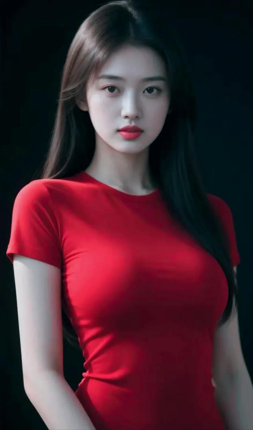 红唇轻启，红艳动人。