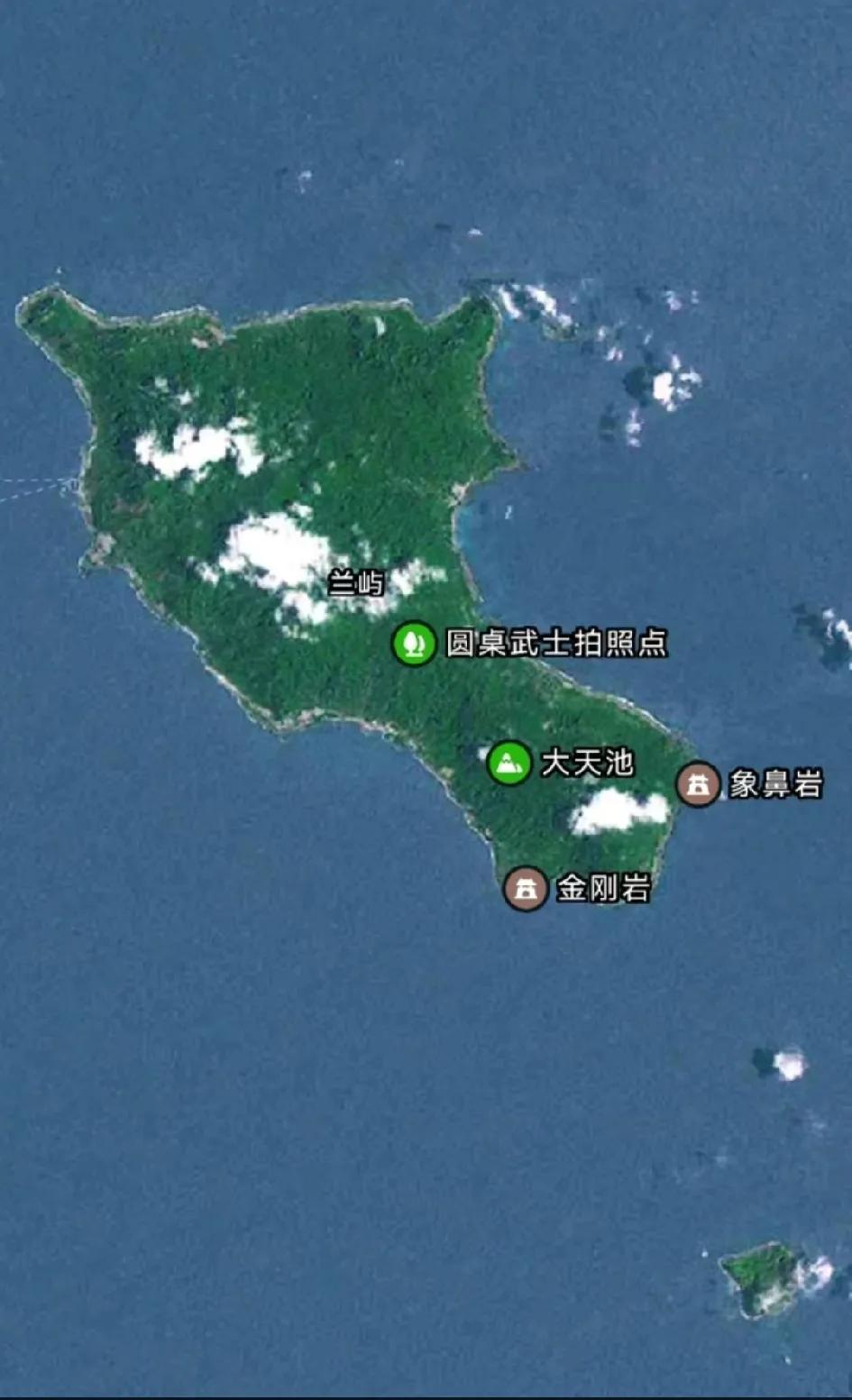 我国台湾岛东边太平洋上有一个大岛——兰屿，面积约45平方公里，有钓鱼岛的