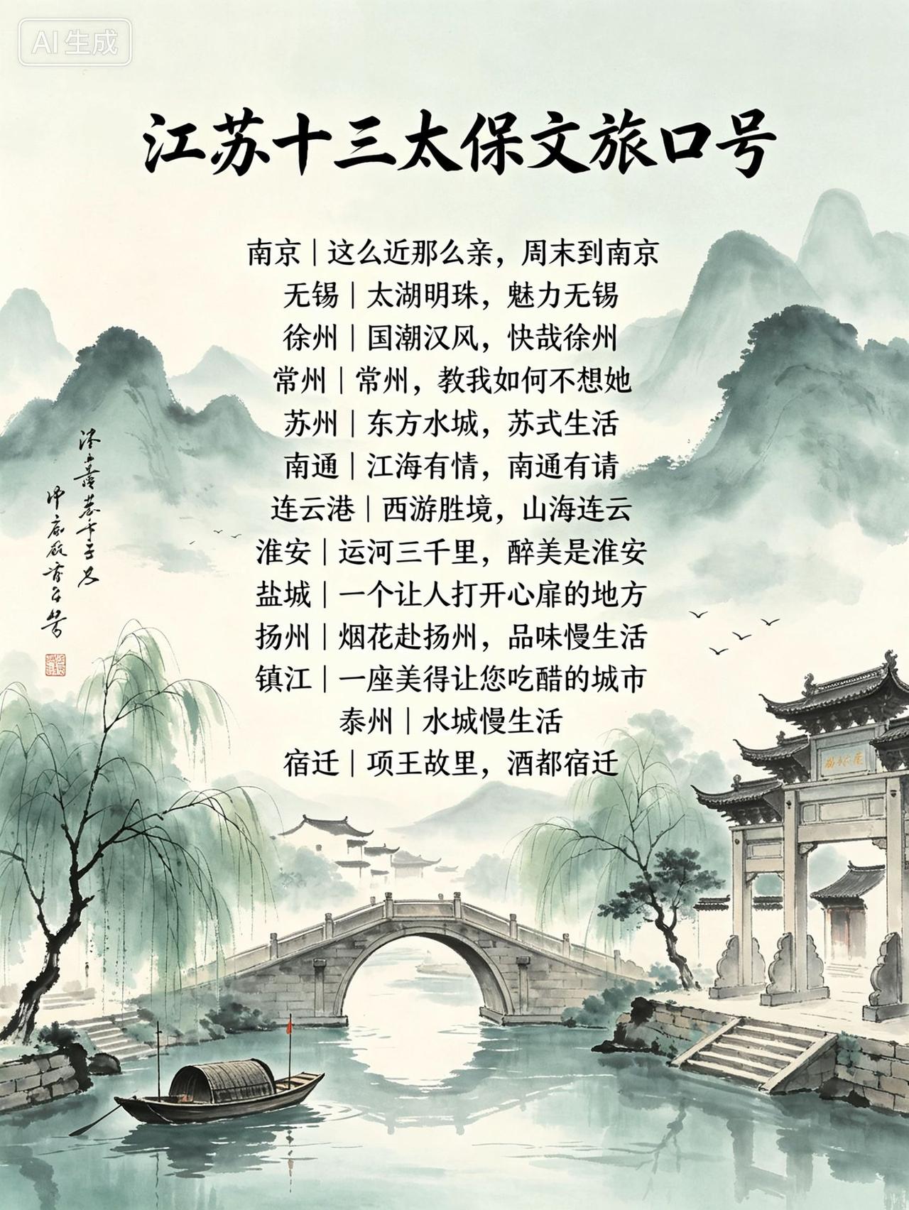 江苏十三太保文旅口号！还是喜欢徐州的那句“国潮汉风，快哉徐州”！
