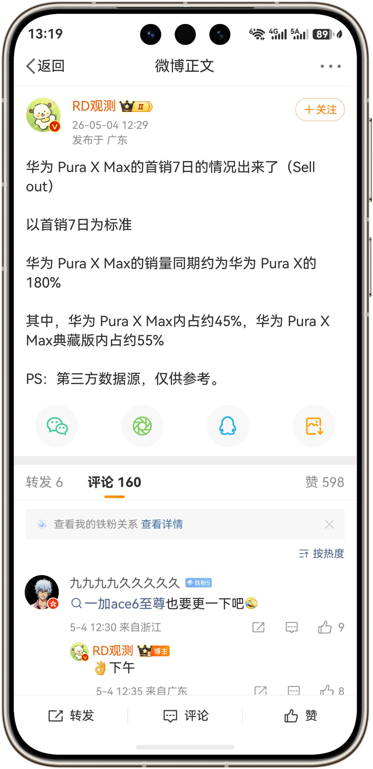 好消息！华为PuraXMax的首销7日的情况出来了！以首销7日为标准，华