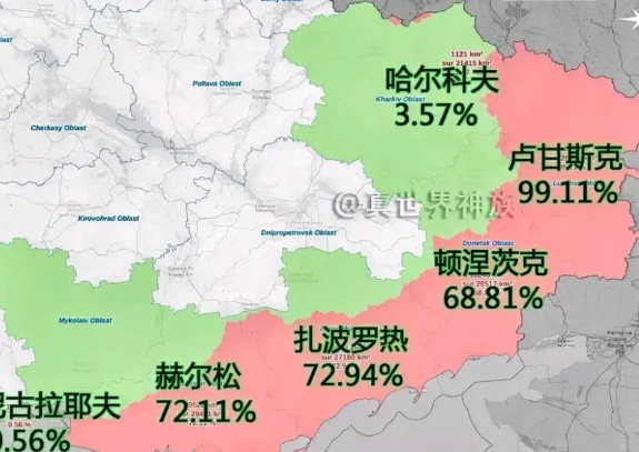 截止2025年1月31日，乌克兰共丢失了六个州的部分和克里米亚自治共和国的全部、