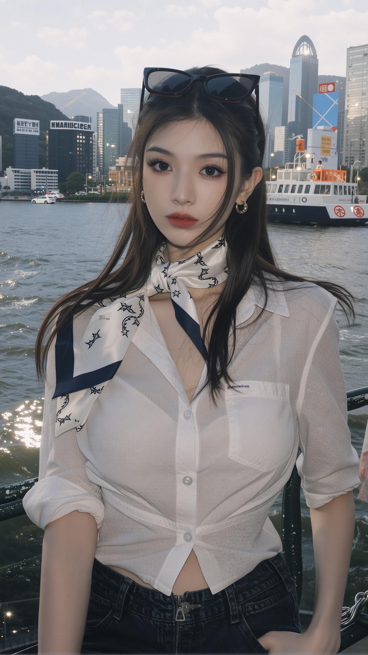 漫步海港，白衬衫+牛仔光彩出众！