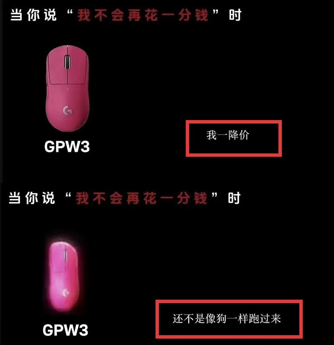 罗技鼠标是哪里来的自信敢这样说话的啊！“当我一降价，你还不是像狗一样跑过来。”