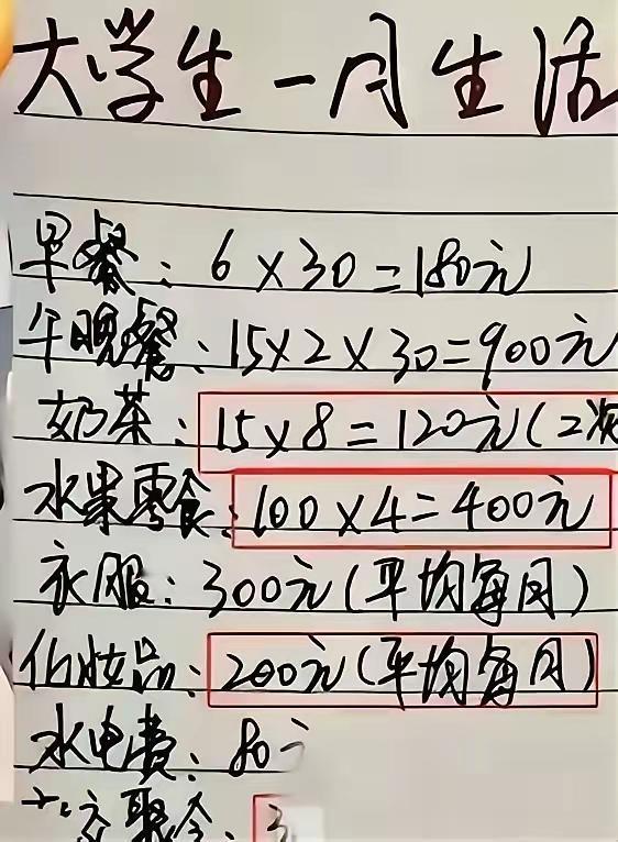 家人们,这事儿看了真挺唏嘘的!大学女生哭着说父母每月给1500生活费不够,晒出的