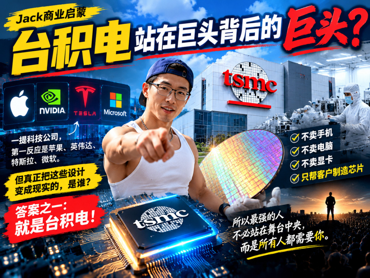 台积电，站在巨头背后的巨头？Jack商业启蒙这周我们拆解的公司是台积电一提科技公司，第一反应是苹果、