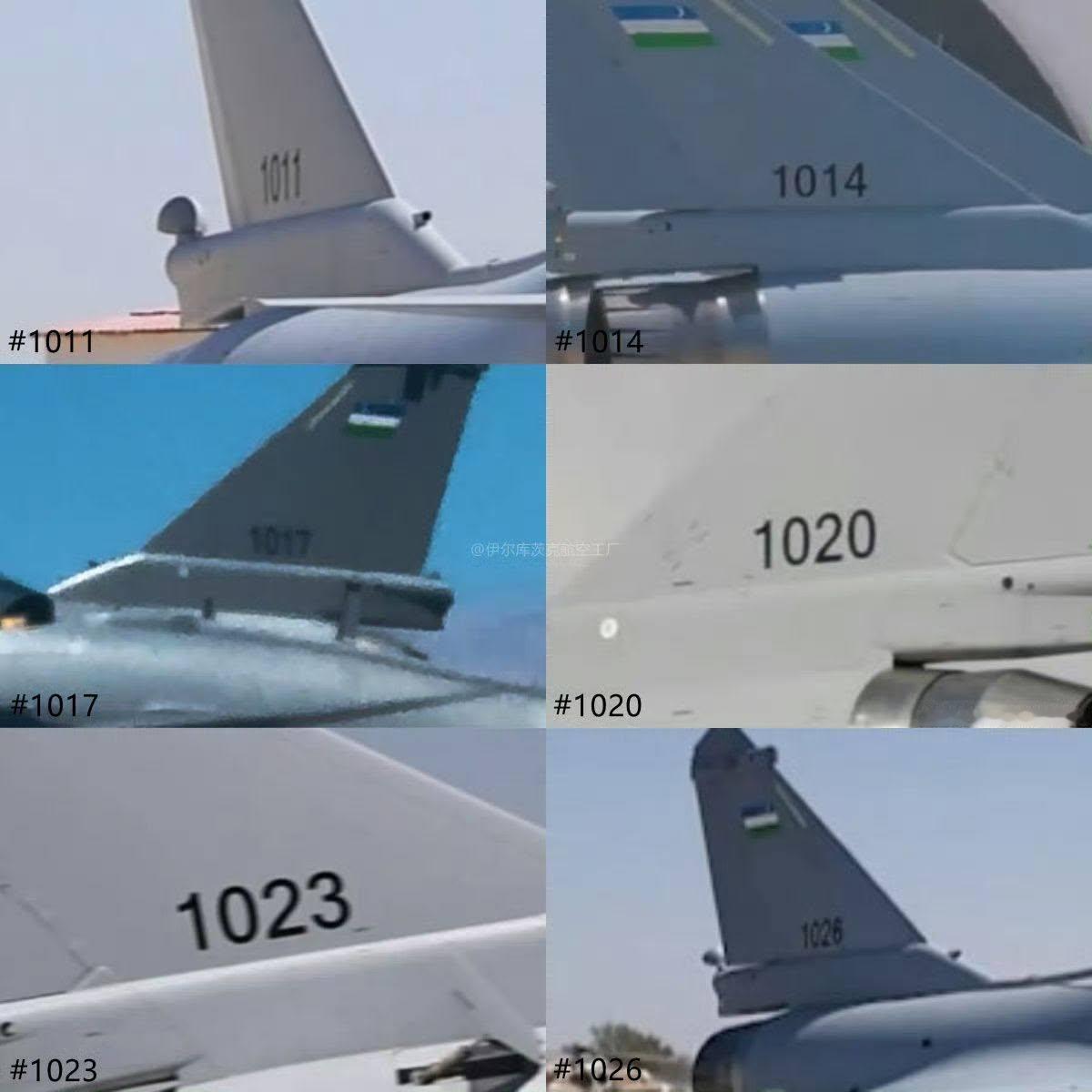 乌兹别克斯坦的6架J-10CE编号：1011/14/17/20/23/26，确实