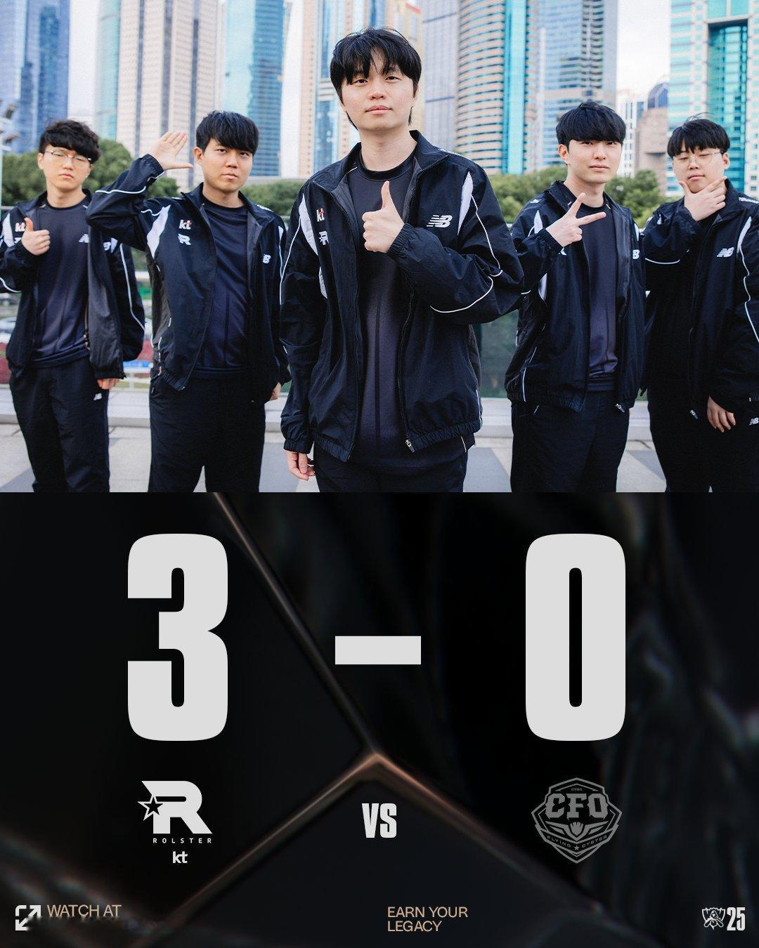 KT以一场干净利落的横扫挺进四强,这也是KT队史首次进入S赛四强,终结了先前三届