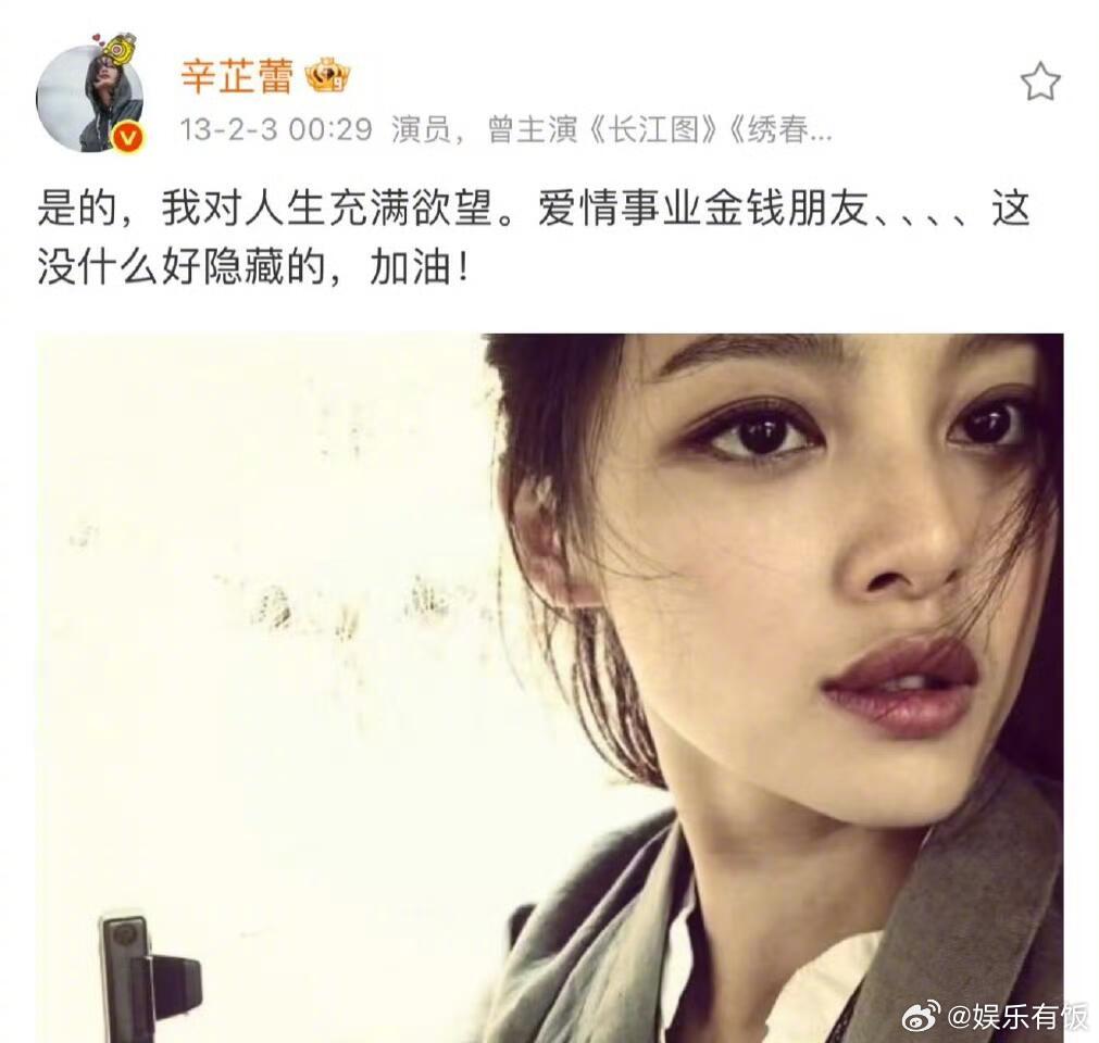 早期的辛芷蕾性感野心家辛芷蕾早期大女主语录考古早期微博语录，性感野心家，内核