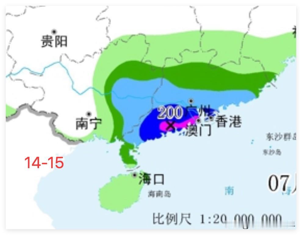 坏消息，从今天开始，广东广西，沿海地带的新一轮降雨又要来了！7月14日到15日，